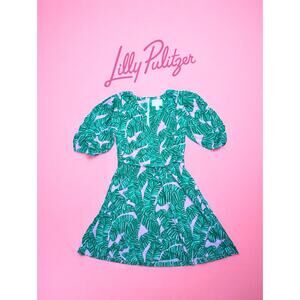 Lilly Pulitzer Puff Sleeve Fit & Flare Dress – Let’s Go Bananas Print – S – NWOT